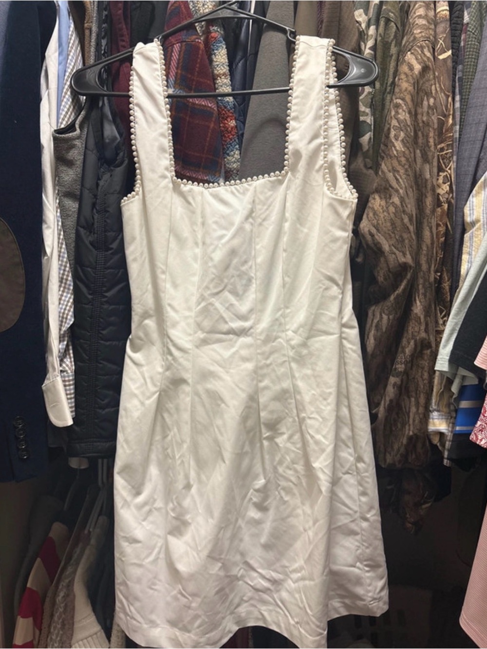 Lulu's White Pearl-Trim Dress